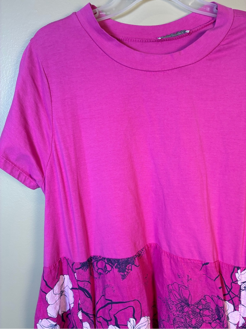 TG.U Made in Italy Linen Viscose Combo Drawstring Detail Floral Dress - Picture 6 of 12